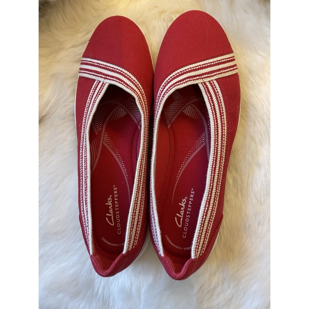 Clarks Cloudsteppers Red & White BreezeSky Air Women's Slip On 11 NWOB - Picture 6 of 11